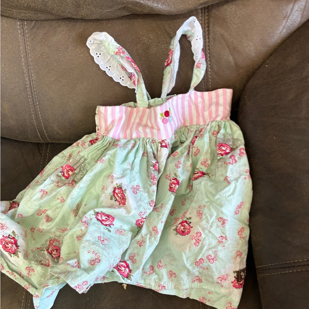 Floral Baby Dress with Pink Stripes